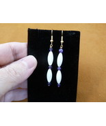 (EE473-115) white Mother of pearl + purple Amethyst gemstone dangle earr... - €12,93 EUR