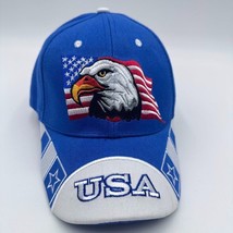 USA Flag Hat One Size American Eagle Strap Back Adjustable Cap Stars Str... - $14.84