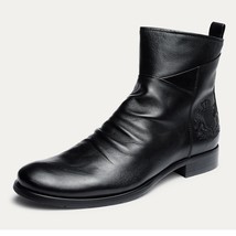 New Black Chelsea Boots Men PU Leather Shoes Men Ankle Boots Fashion Autumn Wint - £61.76 GBP