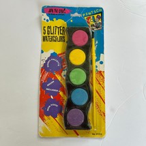 Vintage School Art Supplies Pentech 5 Glitter Watercolors with Brush NEW... - $18.81