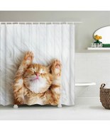 Funny Cute Cat and Dog Print Shower Curtain Bathroom High quality - £18.31 GBP+