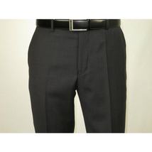 Mens MANTONI Flat Front Pants 100% Wool Super 140's Classic Fit 46306-3 Charcoal image 5