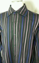 Angelo litrico Mens Shirt Size L Striped Blue Green - $11.87