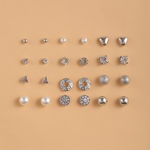 17KM Vintage Cubic Zirconia Round Stud Earrings Set For Women Silver Color Cryst - £10.47 GBP