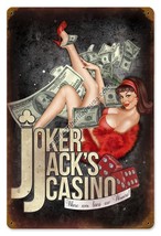 Joker Jacks Casino Vintage Metal Sign - £24.05 GBP