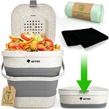 Collapsible Food Waste Bin With Lid - 1 Gallon Food Waste Caddy For Kitchen Made - $37.99