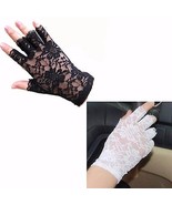 Women Gorgeous Wrist Length Lace Half Finger Gloves Bridal Wedding - £6.25 GBP