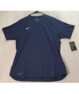 Nike T Shirt Top Womens XL Navy Vapor Knit Polyester Short Sleeve V Neck... - £27.64 GBP