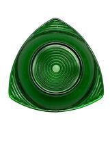 Vintage Green Glass Bowl 6” Triangular Shape Concentric Rings Mid Centur... - $17.10