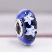 Starry Night Sky, Clear CZ Glass Murano Bead Charm For European Bracelets - $9.99