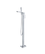 Single Handle Floor Mounted Freestanding Tub Filler, White/Silver - $214.96