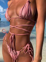 Beach Fashion Women&#39;s Chic Two-Piece Strappy Bikini Swimsuit | Gulf Coast Beachw - £15.80 GBP