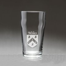Miles Irish Coat of Arms Pub Glasses - Set of 4 (Sand Etched) - £52.97 GBP