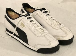 Men’s Puma Roma White/Black Leather Lace Up Sneakers Shoes Size 11 Pre O... - $32.66
