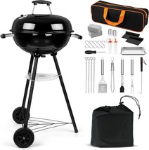 Hasteel 18-Inch Charcoal Grill, 2-In-1 Kettle Outdoor Barbecue, And 29 P... - £74.15 GBP