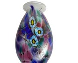 Vintage Signed Herb A Thomas Hand Blown Studio Art Glass Floral 4.75&quot; Bu... - $65.00