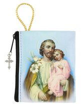 Saint Joseph w/Child Small  3.25&quot; Zip Rosary Pouch, New #AB-029 - $5.57 CAD
