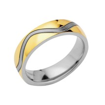 Men&#39;s Titanium Two-Tone Wedding Band Silver and Gold - £19.55 GBP
