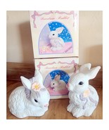 Vintage Floral Bunny Rabbits Set Of 2 Sweet Spring &amp; Easter Décor See Pi... - $18.68 CAD