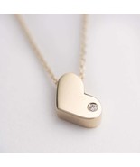 14K Heart Necklace-Diamond Heart Necklace-Floating Heart Necklace-Heart ... - $7,147.22 MXN