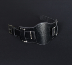 Handmade Black Leather Watch Band 18-26mm Bund Band Vintage style Cuff W... - $59.00