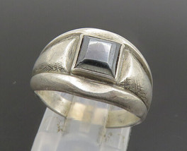 POST BELL 925 Silver - Vintage Square Hematite Dome Band Ring Sz 7 - RG24681 - £46.08 GBP