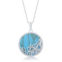 Sterling Silver Round Turquoise with Starfish and Seahorse Pendant - £59.98 GBP