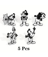 Steamboat Willie Mickey Mouse 5 pcs Metal Enamel Pin Set - New Disney Pins - €12,93 EUR