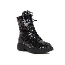 Women&#39;s Sequin Cloth Round Toe Matin boots Autumn winter fashion party Shoes Thi - £64.36 GBP