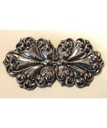 Repousse BROOCH PIN Art Nouveau Antiqued Silver Tone Bar Collar - $370.52 MXN