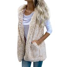 Womens Vest Winter Warm Hoodie Outwear Casual Coat Faux Fur Zip Up Sherp... - $38.99