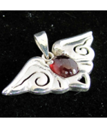 Butterfly shaped Sterling silver Pendant with a natural Dark Red Garnet ... - $40.75 CAD