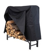 4-Ft Indoor Outdoor Black Metal Firewood Holder Log Rack with Cover - $362.90 CAD