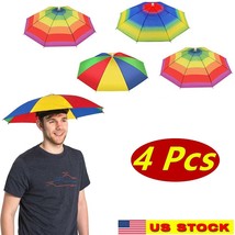 4x Outdoor Foldable Sun Umbrella Hat Golf Fishing Camping Headwear Cap Head Hat - £11.83 GBP