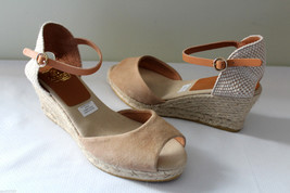 NEW! Kanna Beige Woven Suede Leather Espadrille Wedge Spanish Sandals 40 10 $178 - £91.89 GBP