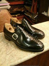 Handmade Men&#39;s Monk Strap Dress Shoes Black Genuine Leather monk shoes for men - £134.81 GBP