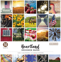 Colorbok 68lb Designer Single-Sided Paper 12&quot;X12&quot; 50/Pkg-Heartland, 25 D... - £23.52 GBP