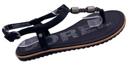 Sorel Shoes Womens Size 6.5 Ella T-STRAP Sandals Leather Black NL2902-010 - £23.34 GBP