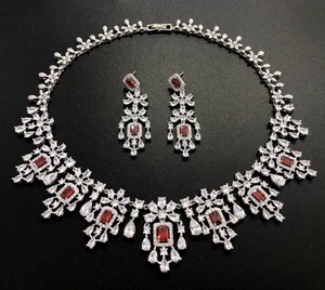Fashion Hot Sale 2pcs Earrings and Necklace Jewelry Set AAA Cubic Zirconia Water - £71.25 GBP