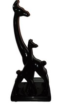 Vintage Haeger Pottery 16&quot; Giraffe Mother and Baby Sculpture - Black Ceramic  - $99.99