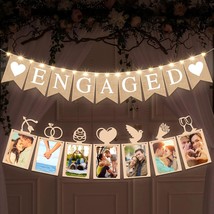 2 Pieces Engaged Banner And Photo Banner Romantic Engagement Wedding Decorations - £23.72 GBP