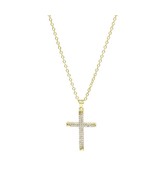 18k Layered gold filled iced cut cross charm pendant with chain necklace... - $19.85 CAD