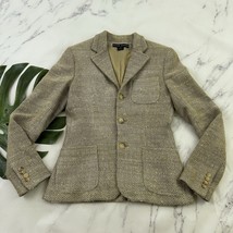 Ralph Lauren Black Label Womens Herringbone Blazer Jacket Size 8 Silk Linen - $906.07 MXN