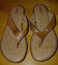 Born Ladies Leather Brown SANDALS/FLIP-FLOPS-7M-WORN ONCE-PADDED INNERSOLE-NICE - £14.21 GBP