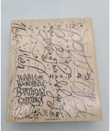 Stampin Up Happy Birthday Page Stamp Wood Mounted 6x5 Junk Journaling Ca... - $9.99