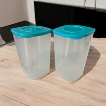 Tupperware Fresh N Cool Tall Containers 6 Cup Set of 2 Mint Teal Green S... - $19.60