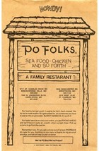 Po Folks Menu Sea Food Chicken And So Forth 1983 Brentwood St Charles Hazelwood - £20.57 GBP