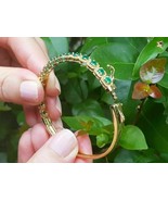 5Ct Round Cut Simulated Emerald Women&#39;s Bangle Bracelet 14K Yellow Gold ... - $2,513.36 MXN