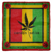 22&quot;x22&quot; Canabis Sativa Red/Yellow/Green 100% Cotton Bandana - £10.21 GBP