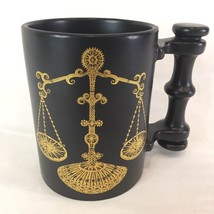 Portmeirion Pottery England John Cuffley Black Gold Zodiac Mug Cup LIBRA - $19.79